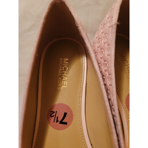 MICHAEL KORS Ballet Flats Pink With Gold Logo & Toe Caps Size 7.5 - Picture 10 of 13